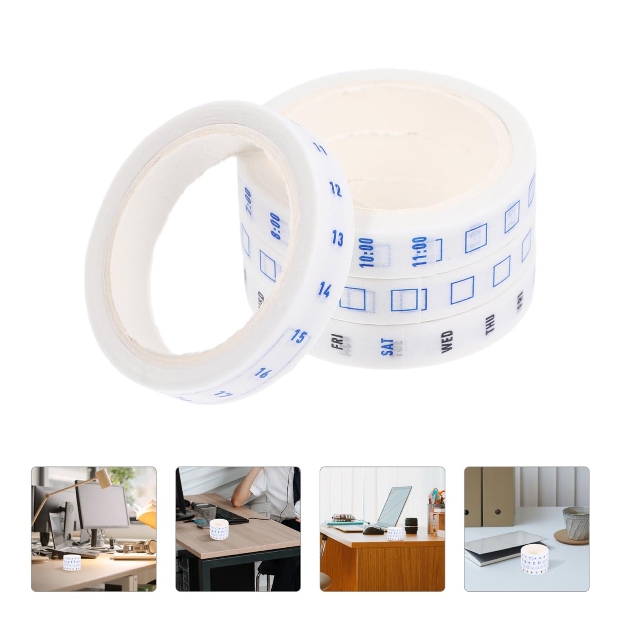 DIYEAH 4 Rolls Time Washi Tape Set for Planner and Scrapbooking Hourly Date Decorative Tape for Journaling and Weekly Time Management Adhesive Craft for Daily Scheduling