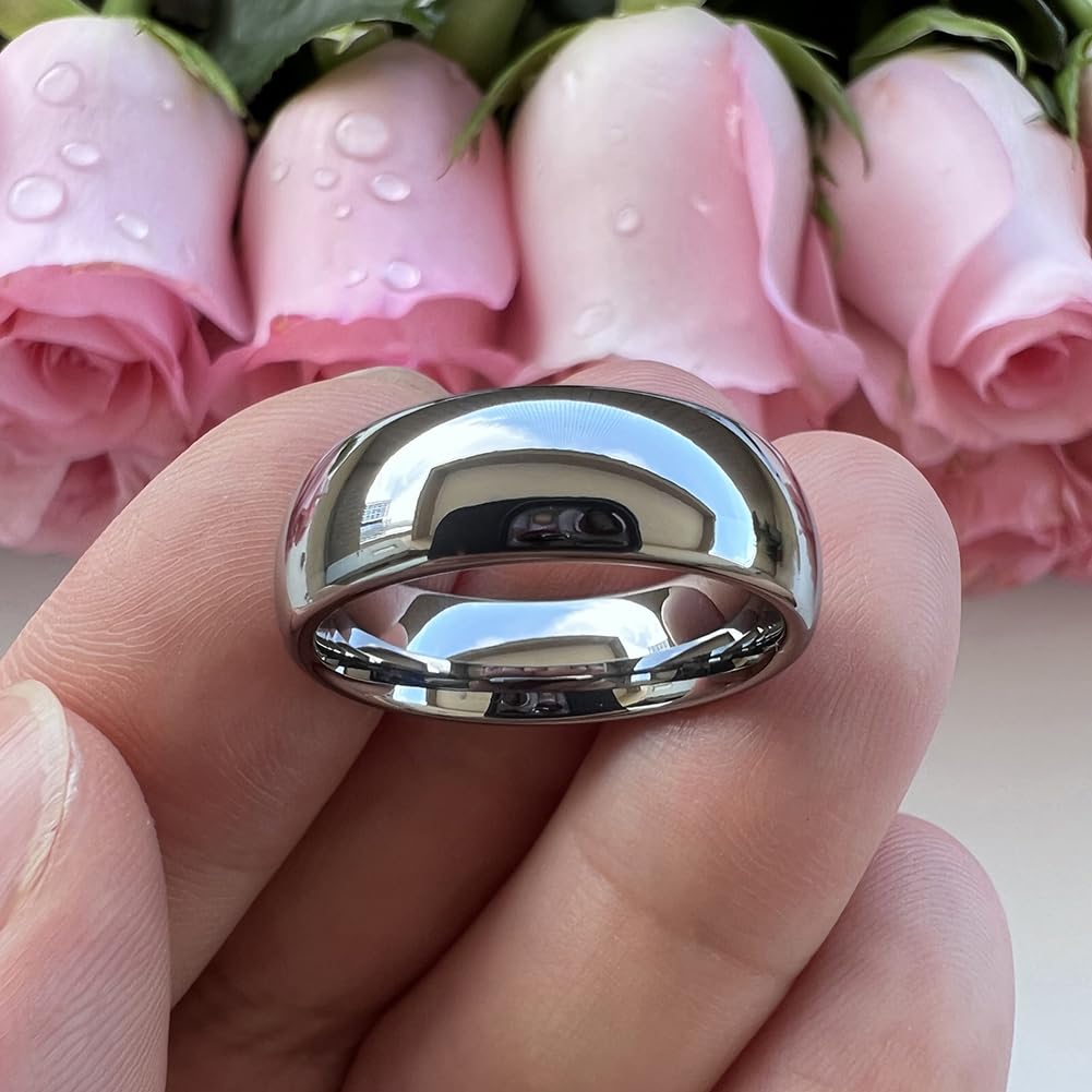 TUTISS 7mm Tungsten Carbide Rings for Men Women Engagement Wedding Bands Domed Polished Shiny Comfort Fit Size 13