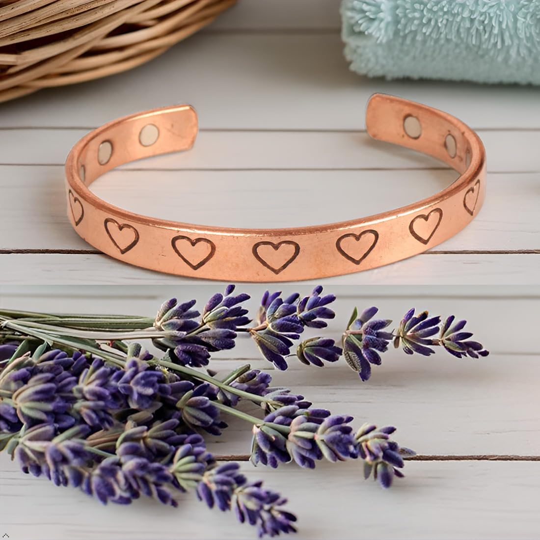 Touchstone - Symbolic Love Heart Shape - Copper magnetic bracelet Tibetan style. Hand forged with solid and high gauge pure copper.