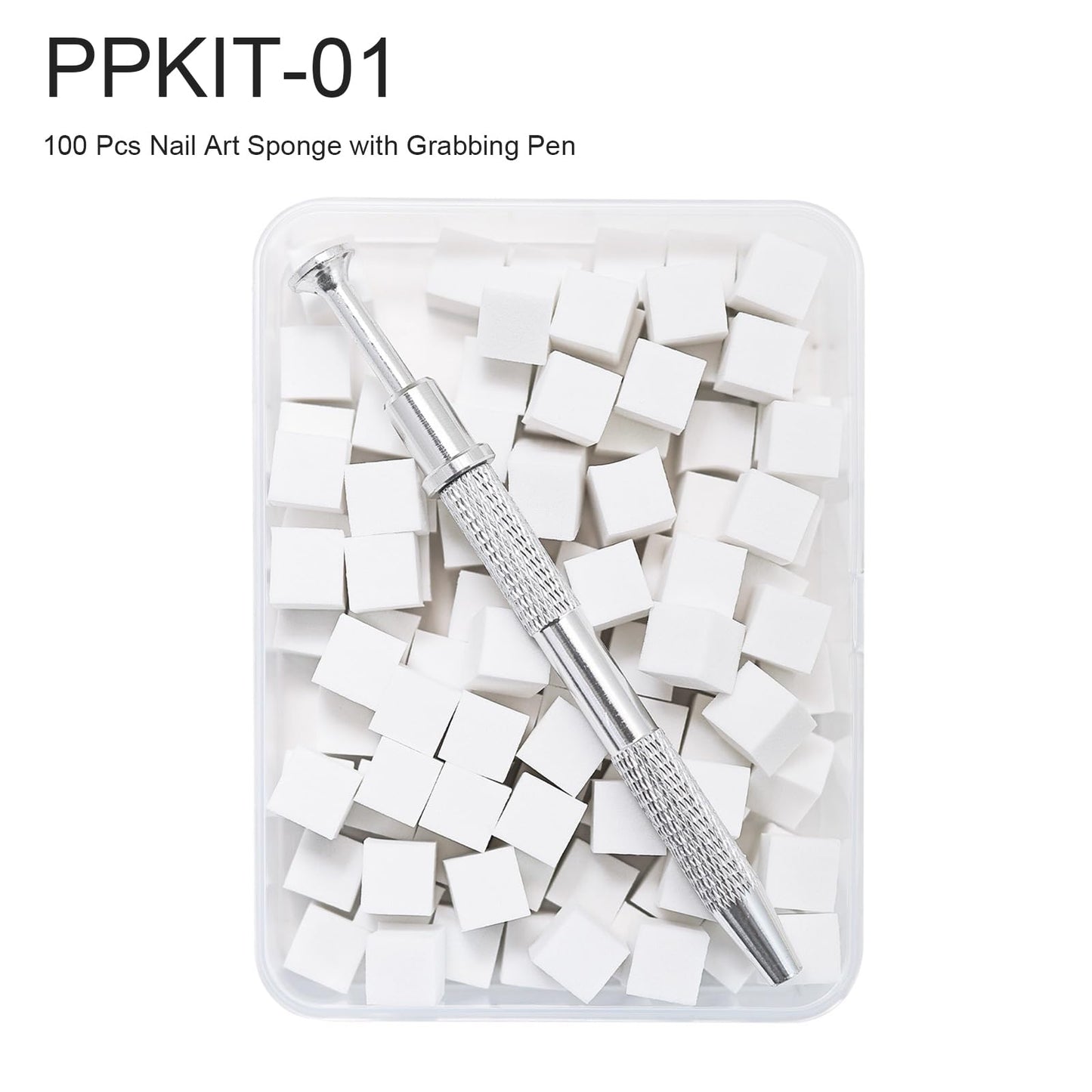 100Pcs Soft Nail Sponges for Ombre,Reusable Nail sponges with Grabbing Pen, Professional Manicure Nail Art Tools for Home and Salon