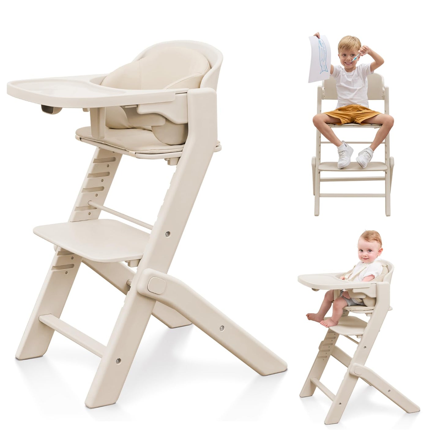 Obee Odee Full-Body Washable Baby High Chair with Soft Cushion, Adjustable for 6 Months to 220 Lb - Multifunctional and Convertible High Chairs for Babies and Toddlers -Portable and Easy Operation