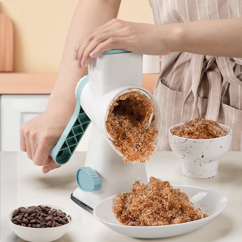 Rotary Ice Shaver with Handle Manual Hand Crank Snow Cone Maker Machine Qucik Shaved Ice Maker with Suction Feet, All Ice Cubes Fitted.Premium Portable Ice Crusher and Shaved Ice Machine.