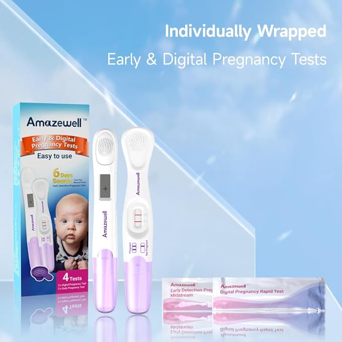 Early Pregnancy Test Kit, Early & Digital Pregnancy Test at Home, Pregnancy Tests with Cup, Fast Results, Over 99% Accuracy, 4 Tests (2 Digital+2 Early+1 Urine Cup)