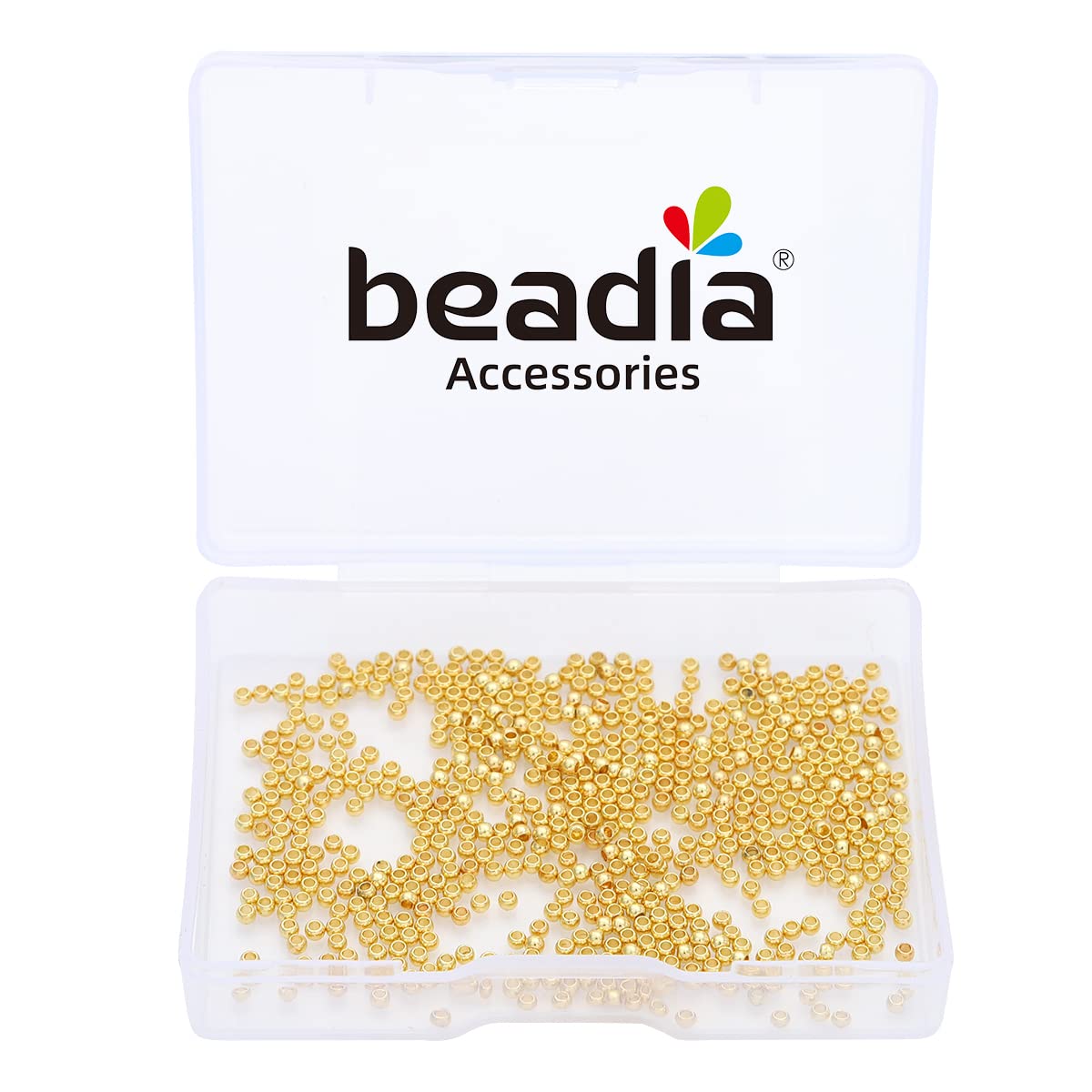 BEADIA 14K Gold Plated Round Spacer Beads 2mm 600pcs for Jewelry Making Findings Non Tarnish