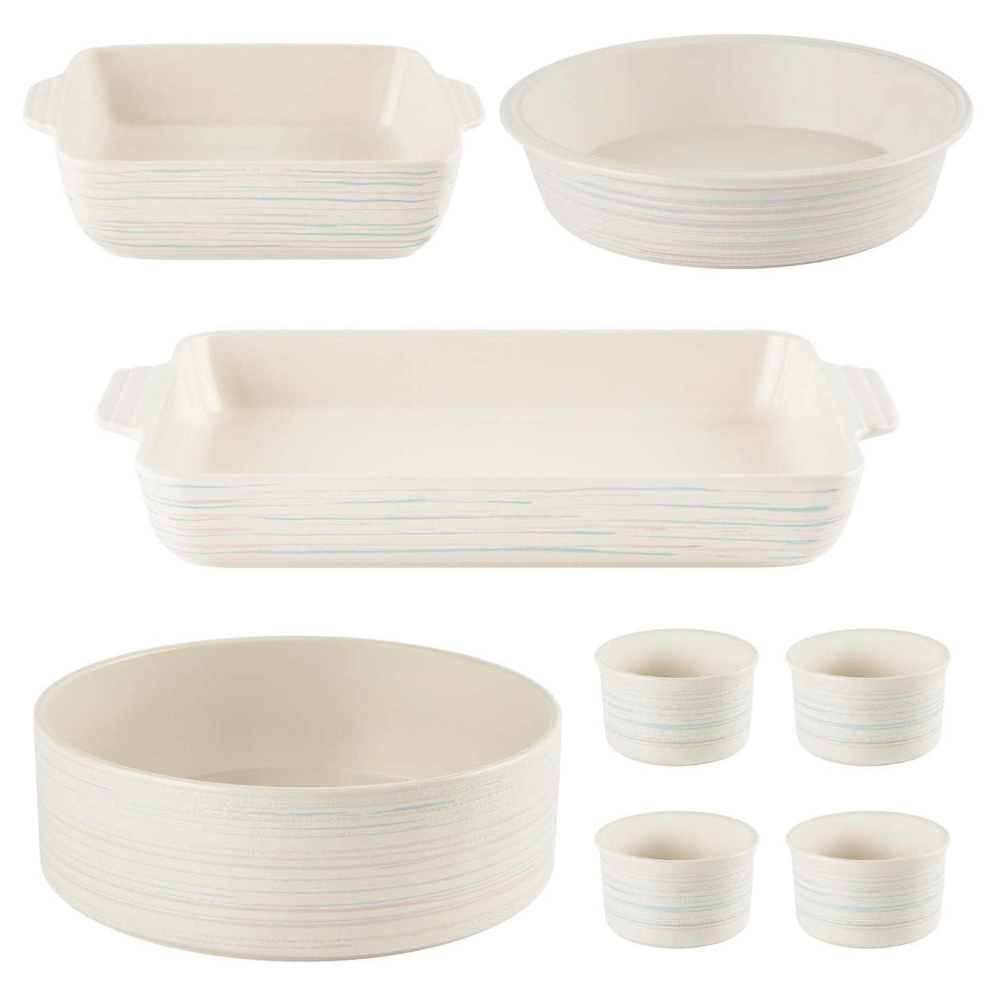 Pyrex 8-Piece Ceramic Complete Bakeware Set, Nonstick Pie, Casserole, Cake, Lasagna Oven Pans, Bakers, For Baking, Roasting, Steaming