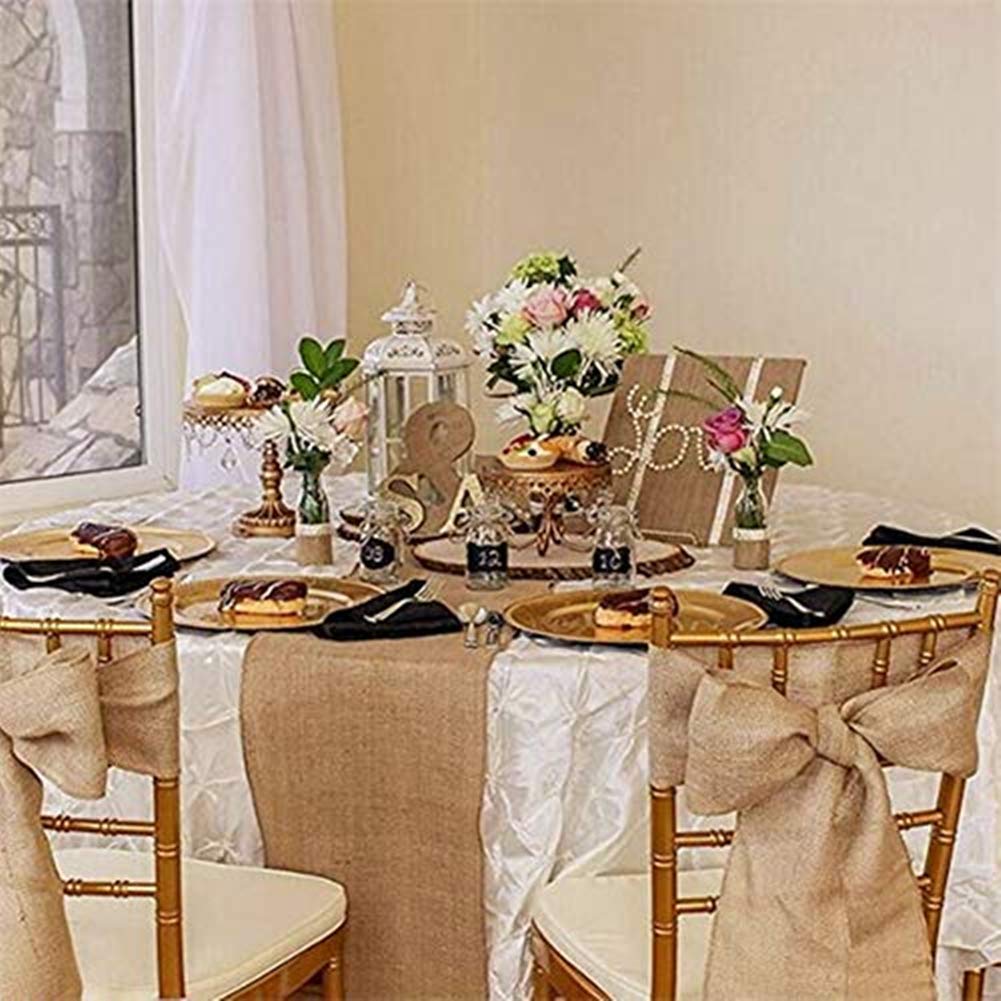 OZXCHIXU Jute Burlap Table Runner-12'' Wide x 10 Yards Long Burlap Fabric Roll Perfect for Weddings, Table-Runners, Decorations & Crafts.