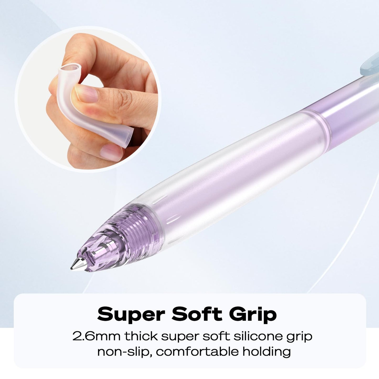 WRITECH Retractable Gel Ink Pens: 0.7mm Fine Point Black-Ink Aesthetic Gradient Color Barrel Soft Grip Medium Point Pen 5ct with 5 Refills for Journaling Smooth Writing Quick-dry No Bleed