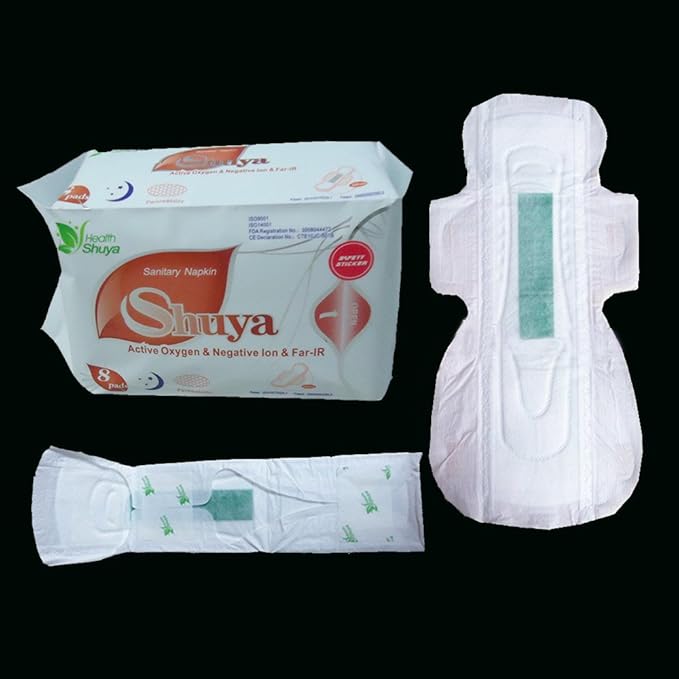 SHUYA Anion Ultral Long Overnight Pads for Woman with Wings,Postpartum Pads After Birth with Patented Anion Strip, Super Absorbency, Size 330mm-Scented (Pack of 4, 32)