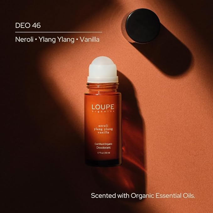 LOUPE | Upgraded Formula | Certified Organic Deodorant Roll-on | 100% Natural & Plant-Based, Unisex, Sensitive Skin | Scented with Organic Essential Oils | Neroli, Ylang Ylang, Vanilla