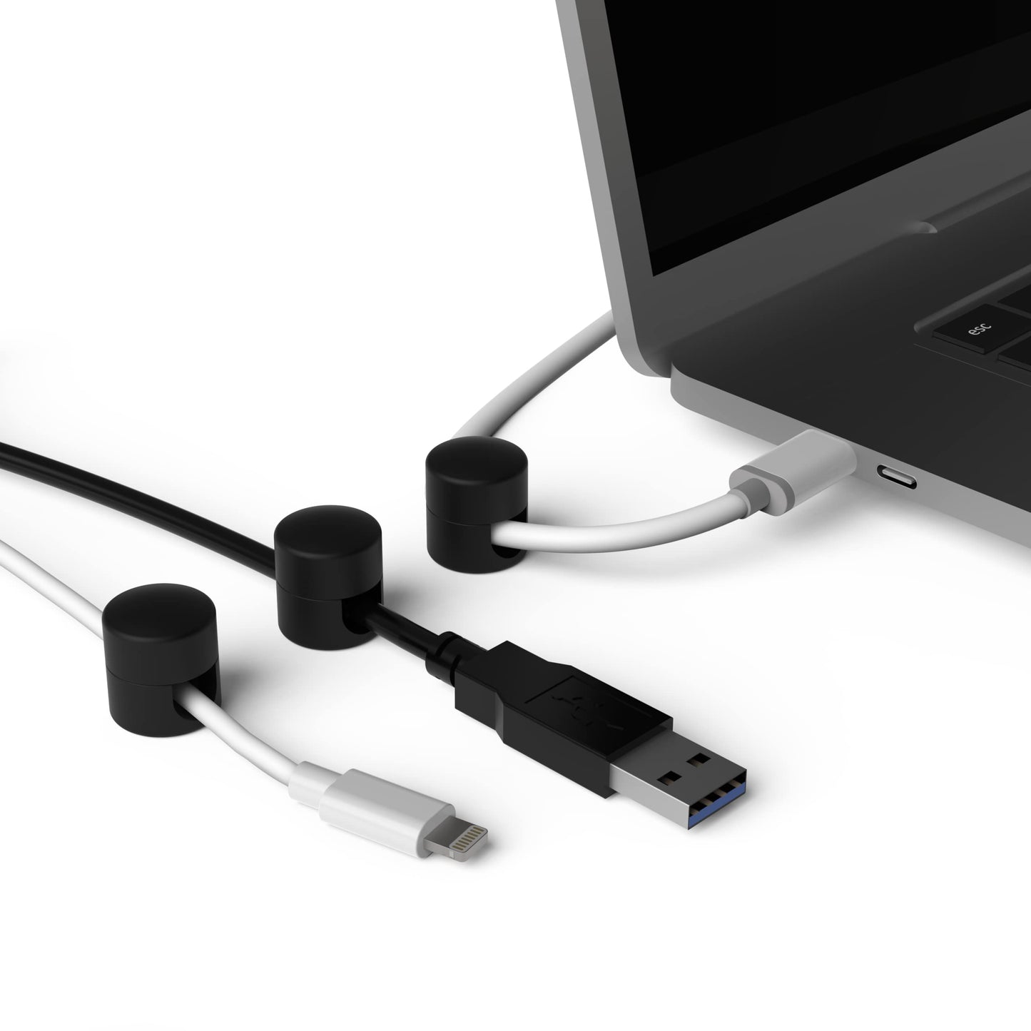 ICONIT Cable Anchors for Desk Organization Black | Premium Aluminum Cord Organizers | Charger + Cable Management Clips for Home & Office | Stylish, Sturdy, & Functional | (3 Pack)