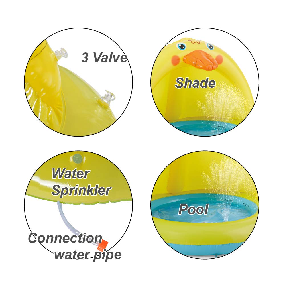 Shade Baby Pool, Sprinkle and Splash Play Pool, Outdoor Duck Bathtub of 39 Inches