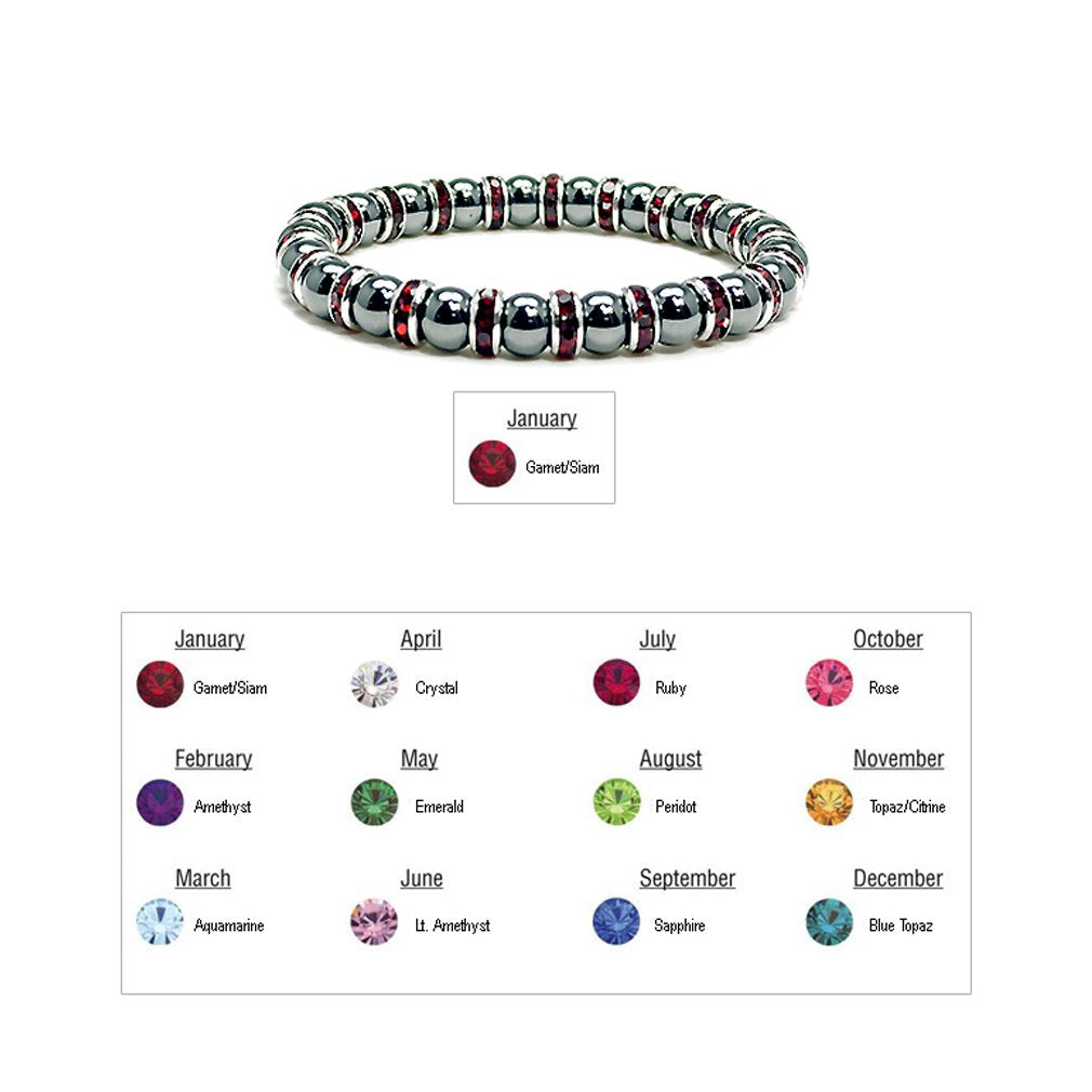 Accents Kingdom Magnetic Bracelet Women's Tuchi Simulated Pearl Hematite Magnetic Therapy Bracelet with Simulated Garnet Crystal, 7.5"