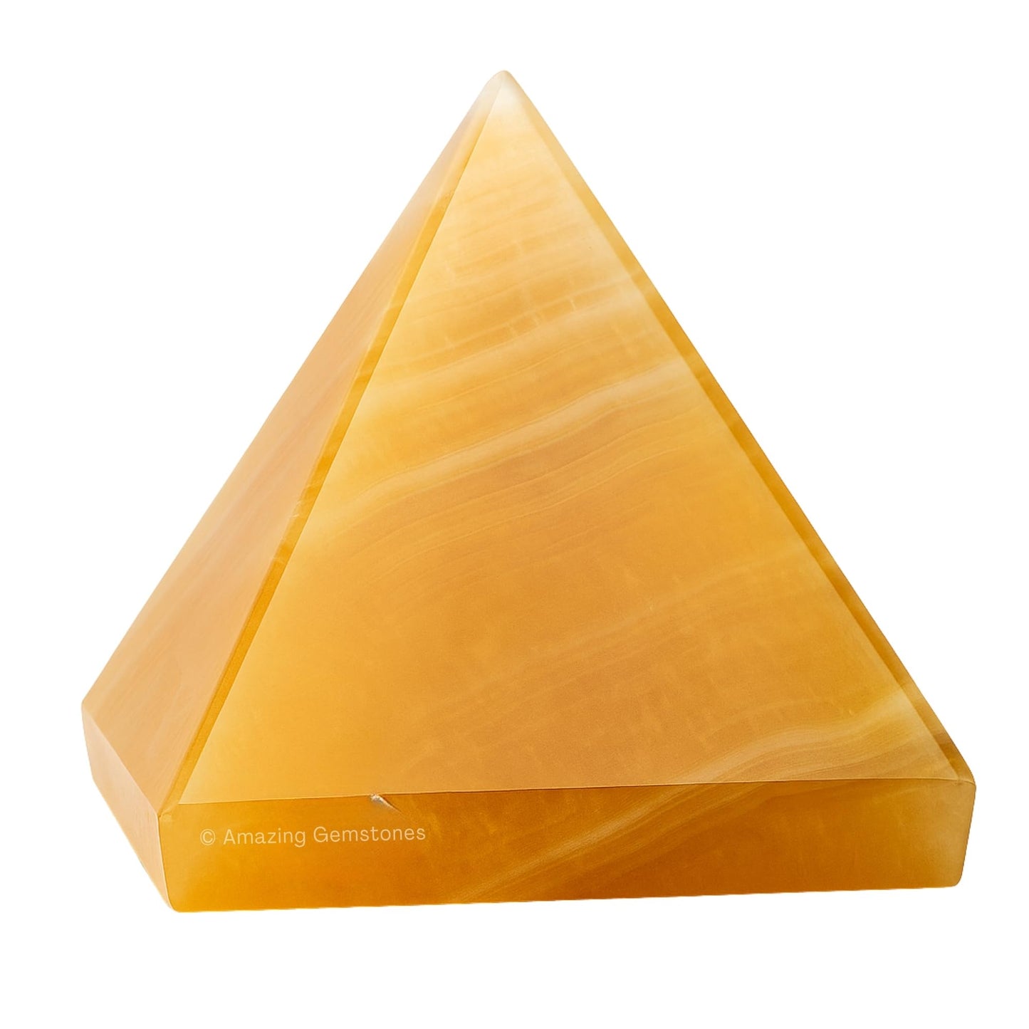Yellow Calcite Pyramid Crystal Healing Stones - 1.5" Great Pyramid Figurine of Natural Stone Pyramid for Meditation, Reiki, Chakra Balancing and Crystal Pyramids Grid