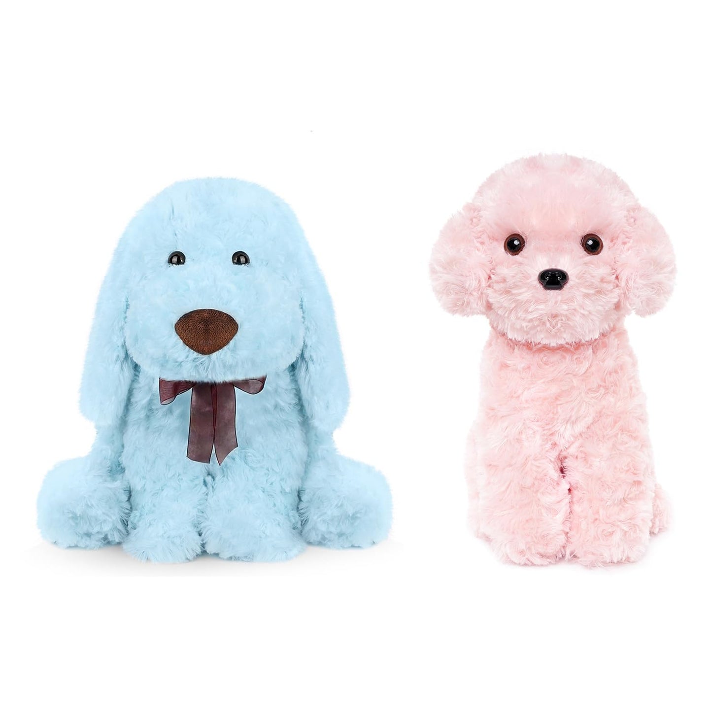 WEIGEDU Blue Pink Stuffed Dog Animals Plush Toys for Gifts Kids Decoration Education