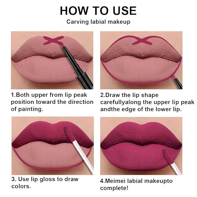 evpct 3Pcs Rose red plum Warm pink Deep cranberry Lip Stain Matte Lip Liner and Lipstick Set Long Lasting labiales matte mate larga duracion listip 24 hour a prueba de agua mate 24 horas originales