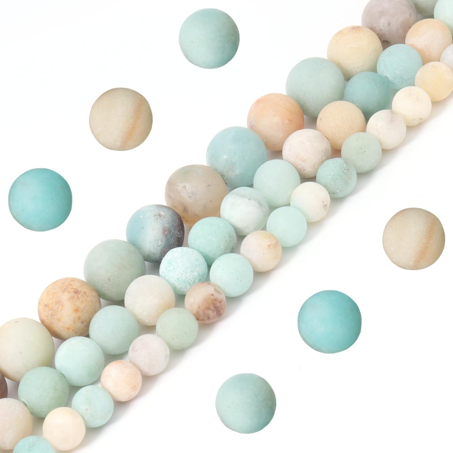 Siomia 45pcs 8mm Natural Matte Amazonite Beads Energy Healing Crystal Round Loose Stone Beads for Jewelry Making, DIY Bracelets Necklaces