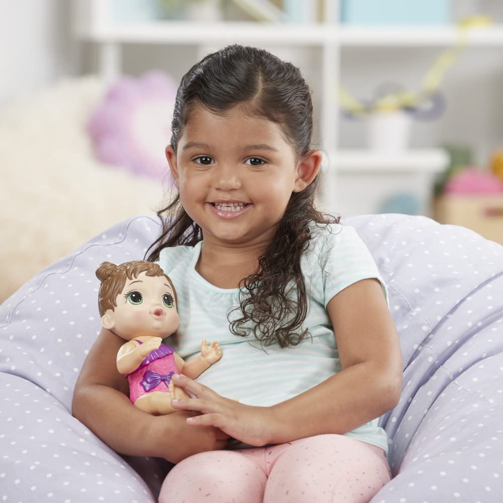 Baby Alive Splash'n Snuggle Baby Brown Hair Doll for Water Play, with Accessories