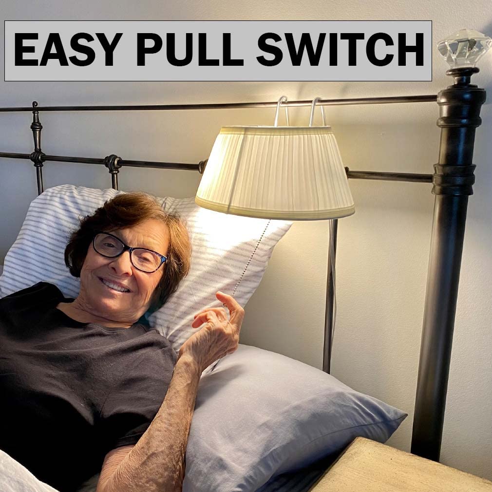 Evelots Bed Headboard Reading Lamp Book Light (2Pack) Soft Fabric Shade-Easy ON/OFF Pull Cord