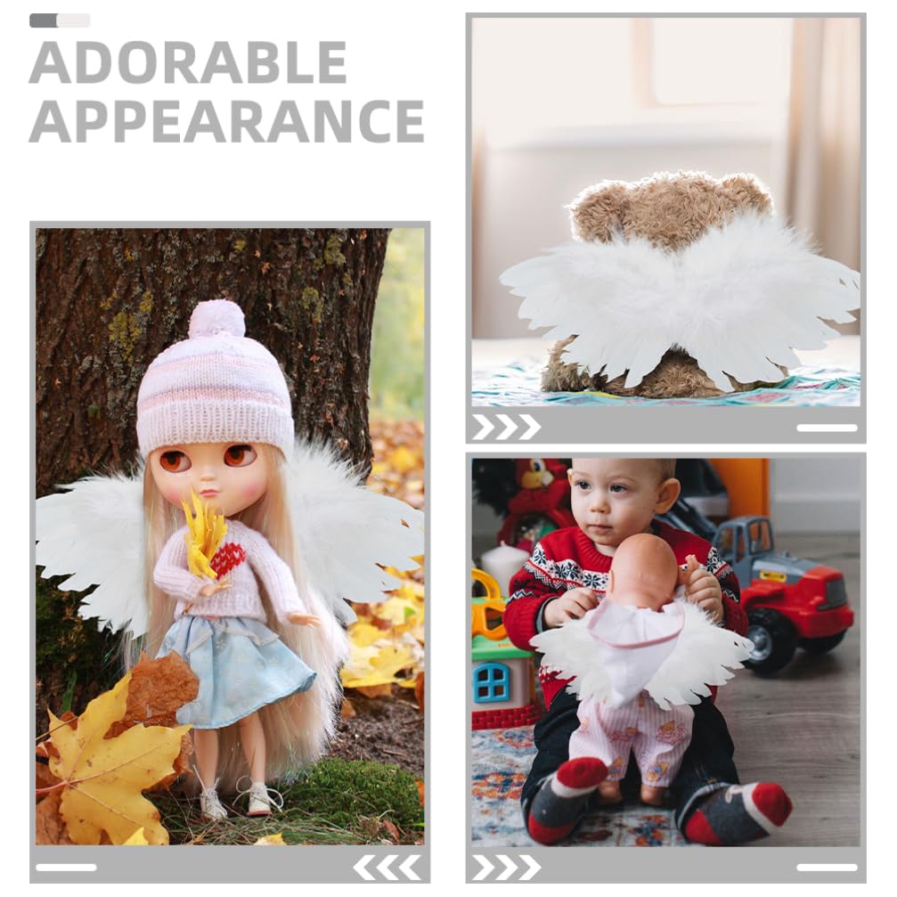 TOYANDONA 2pcs Small Angel Wings Feathers Costume Mini Wings Doll Decor for DIY Crafts Halloween Christmas Tree Ornaments Dollhouse Decor
