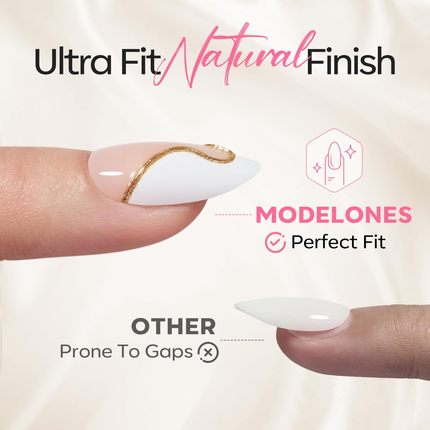 Modelones French Tip Press on Nails Almond, Short Almond Fake Nails, Semi-Transparent Soft Nail Kit with Nail Glue Adhesive Tabs Nail File, Spring Nails Press Ons 30Pcs 15 Sizes, Shell Pearl