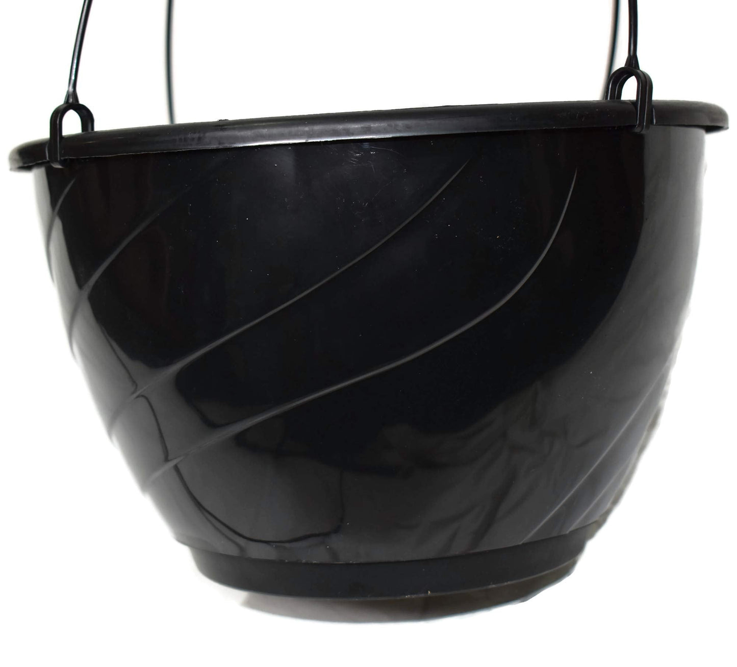 12" Diameter Black Plastic Deco Swirl Hanging Basket by Landmark Plastics (5)