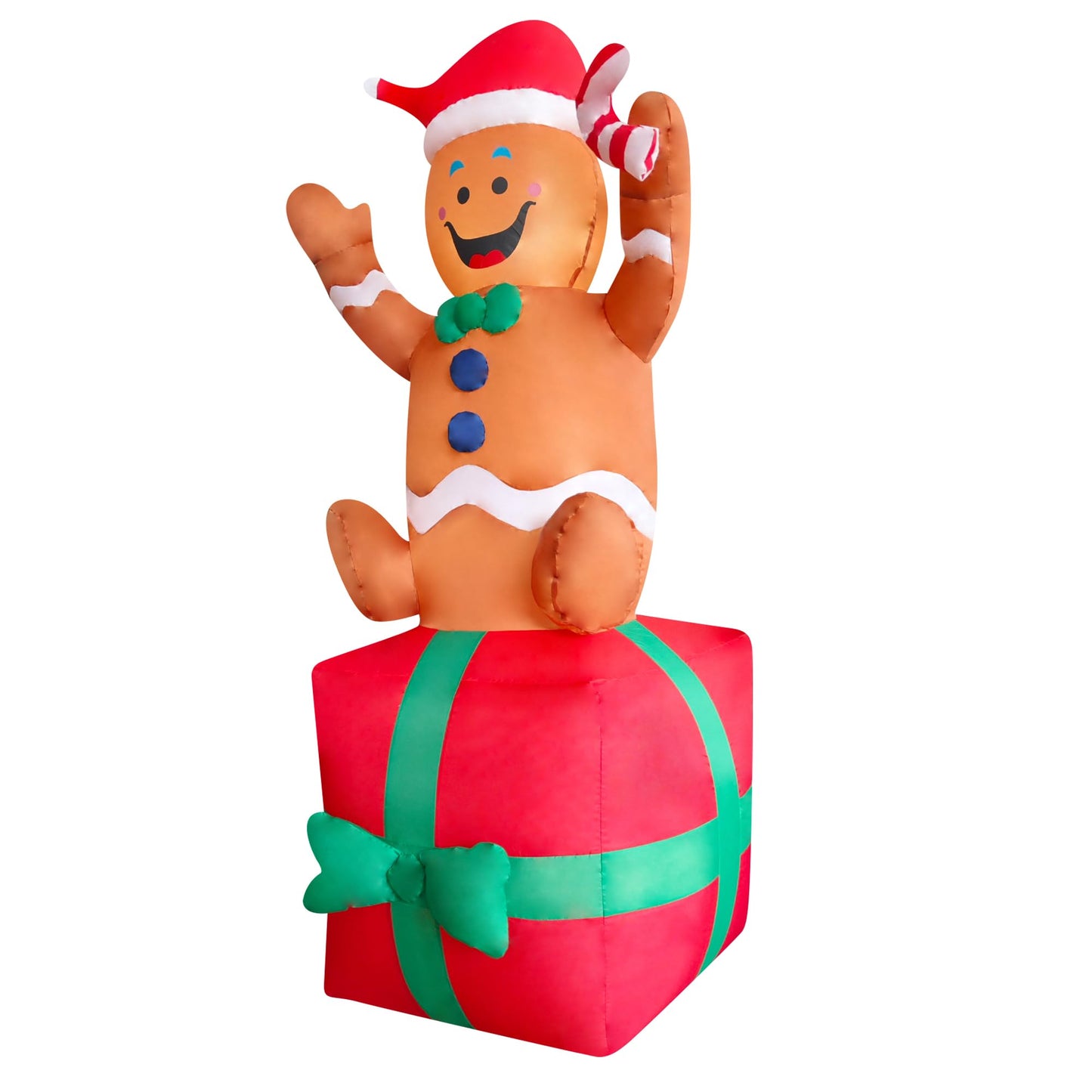 DeHasion 2 Packs 6ft Christmas Inflatable Santa and Gingerbread Man on Gift Box Christmas Blow Up Decor for Outdor/Home/Lawn/Yard Decoration