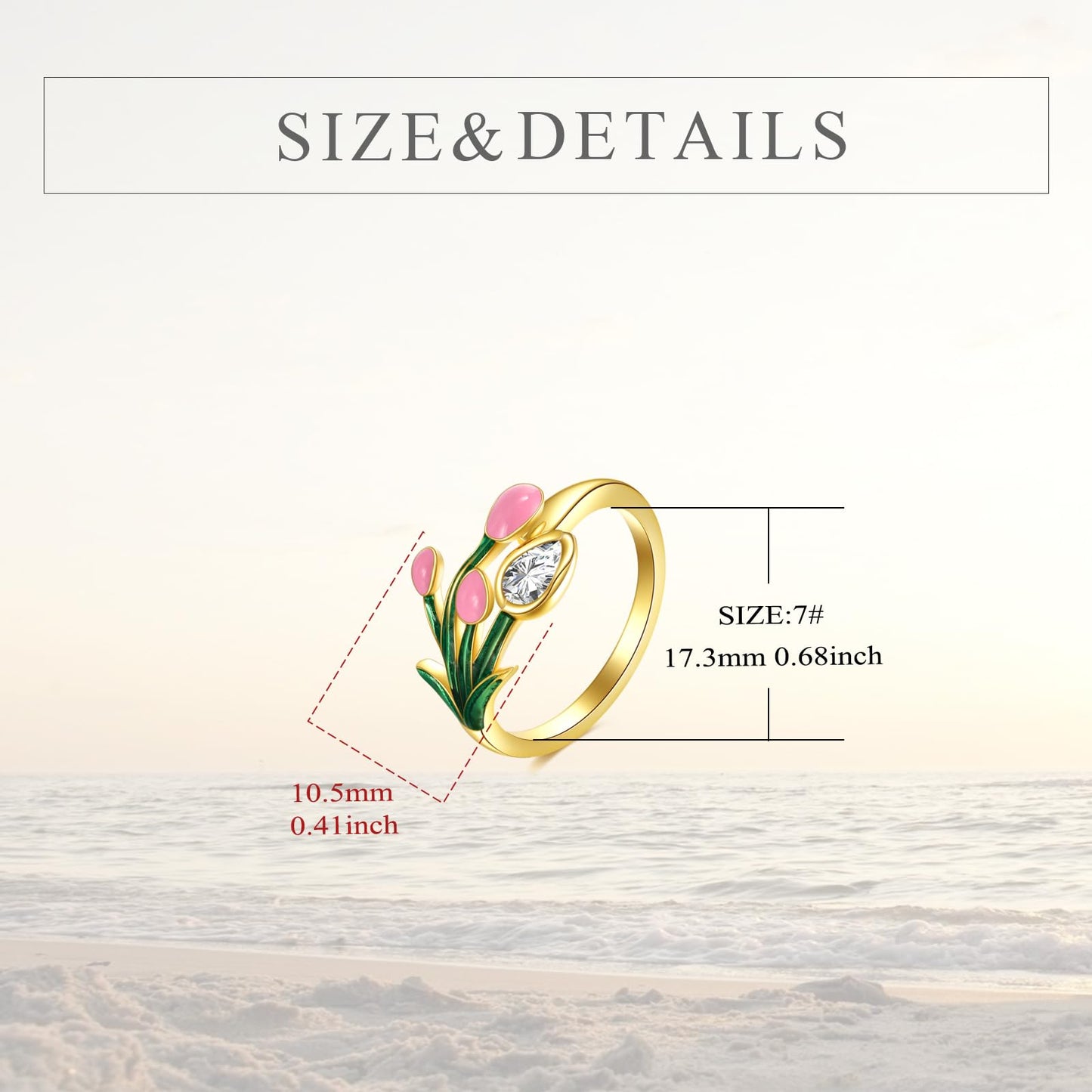 POPLYKE Tulips Flower Ring Sterling Silver Boho Adjustable Open Ring Spoon Ring Vintage Thumb Rings for Women