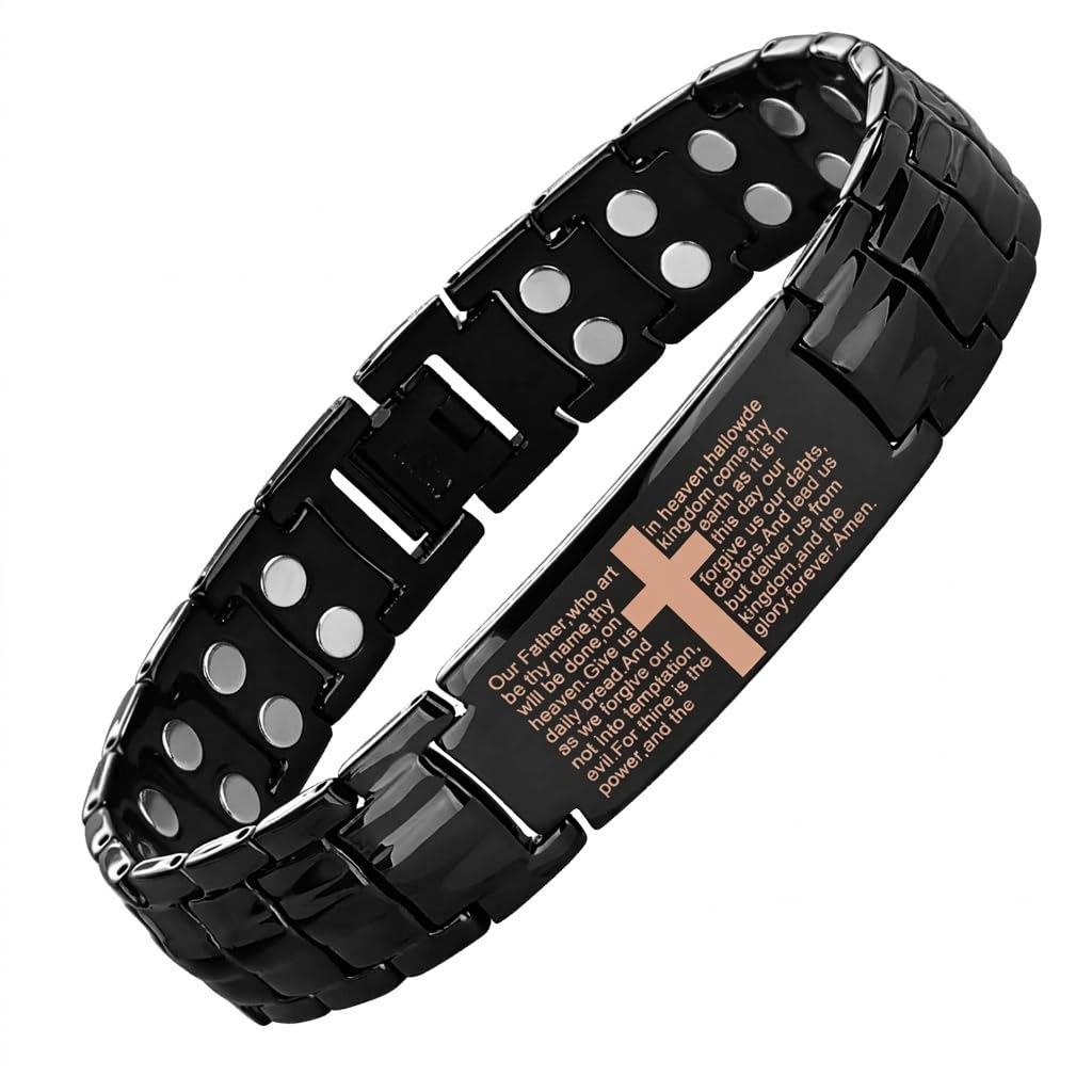 MagEnergy Copper Bracelet for Men,99.9% Pure Copper Cross Bracelet with Double-Row Strong Magnets, Adjustable with Sizing Tool, Men's Jewelry Gift