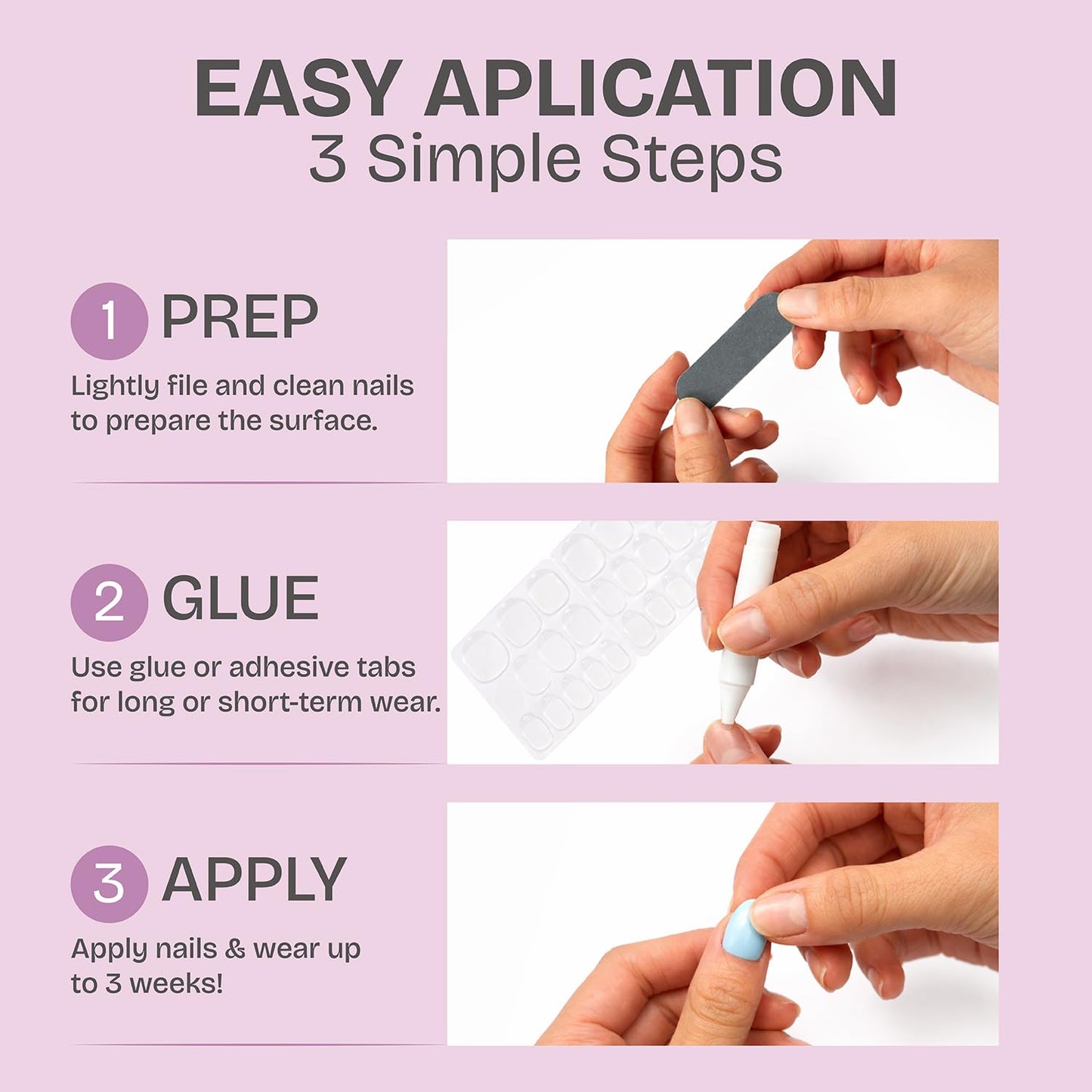 RPNZL Press On Nails - Ivory | French Tip, Medium Square UV Finish Fake Nails, Salon Quality | 32 Nails, 16 Sizes Kit with Glue and Adhesive Tabs I Female Founded