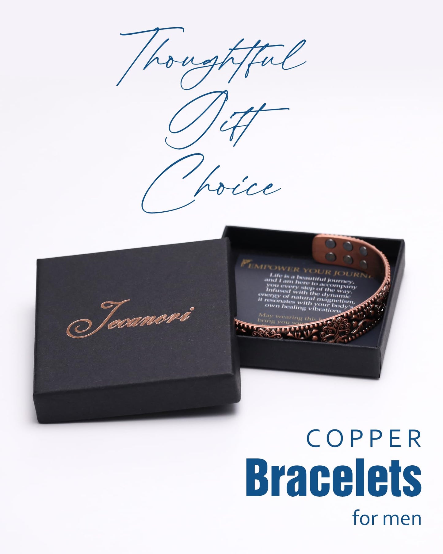 Jecanori Copper Bracelet for Men, 18X Strength Men's Copper Magnetic Bracelet,99.99% Pure Solid Copper Bracelet