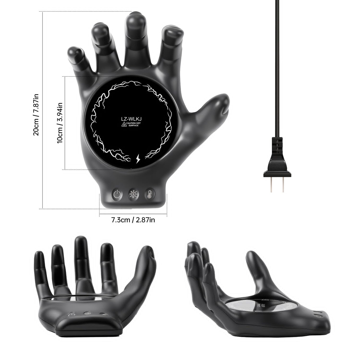Devil's Hand Heating Mug Warmer & Mug Set - 3 Temp Settings & 8H Timer, Coffee Cup Warmer Plate for Desk Auto Shut Off, Ideal Beverage Warmer Gift for Coffee, Tea, Milk (Black)