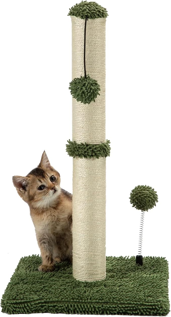 MECOOL Cat Scratching Post Premium Basics Kitten Scratcher Sisal Scratch Posts with Hanging Ball 22" for Kittens or Smaller Cats (22 inches for Kitten, Gray)