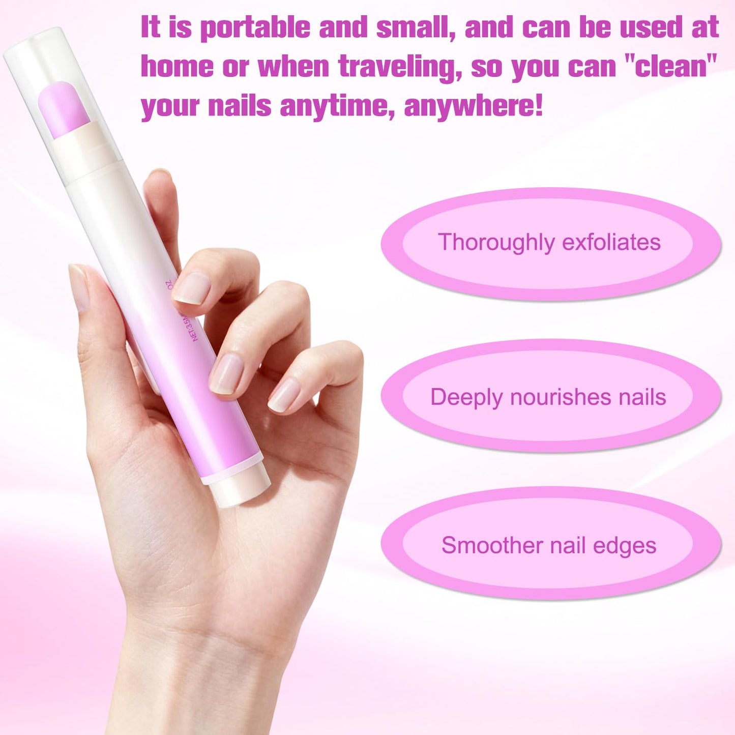 2PCS Glintor 3-in-1 Nail Care Pen with Ceramic Tip Cuticle Pusher, Professional Cuticle Remover and Moisturizer for Hangnails, Dry and Damaged Nails
