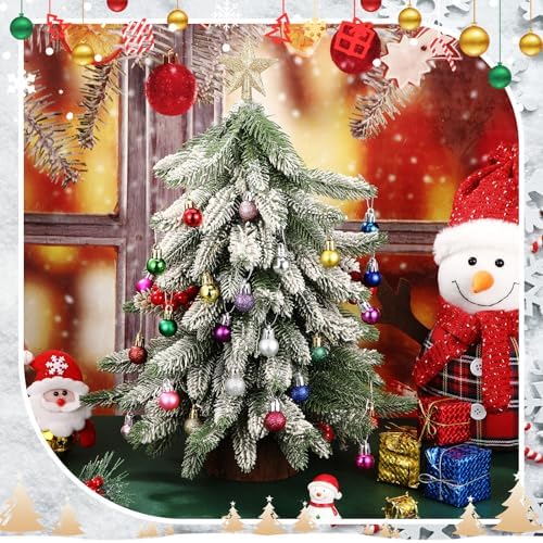 RoundFunny 25 Pcs Mini Christmas Balls Ornaments Set 0.79 Inch Christmas Day Ball Topper Star Tree Hanging Ornaments for Party Decoration(Bright Colors)
