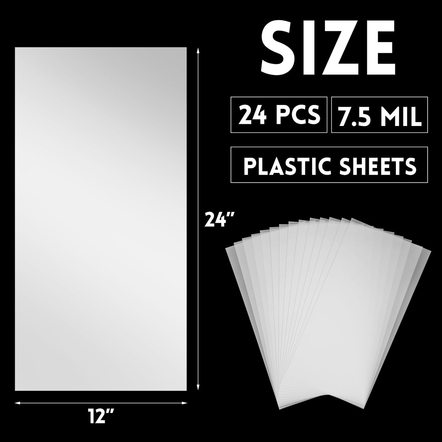 Frienda 24 Pack 7.5 Mil Blank Stencil Sheets, 12 x 24 Inch Plastic Making Sheet Milky Translucent Reusable PET Blank Stencil Material, Clear Plastic Sheets for Cutting Machine, DIY Crafts and Painting