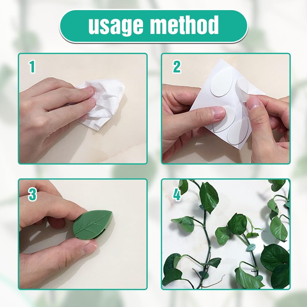 Plant Climbing Wall Fixture Clips, 60/100/150pcs Plant Vine Support Clips for Climbing Plants Vines, Removable Leaf Shaped Retainer Plants Training Wall Clip with Sticker for Indoor Decoration (60)