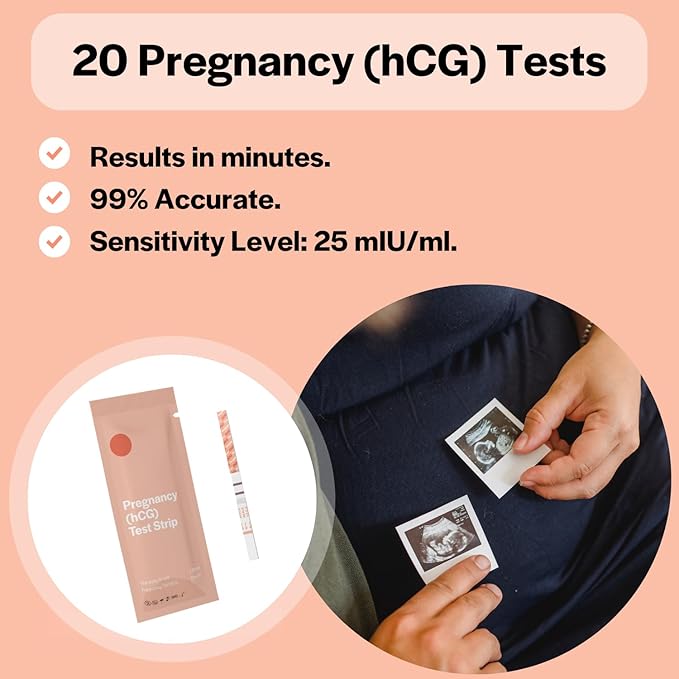 Ovulation Test Strips & Pregnancy Test Strips Combo Kit | Accurate & Easy to Read | Early Detection | 50 LH + 20 hCG 5mm Strips