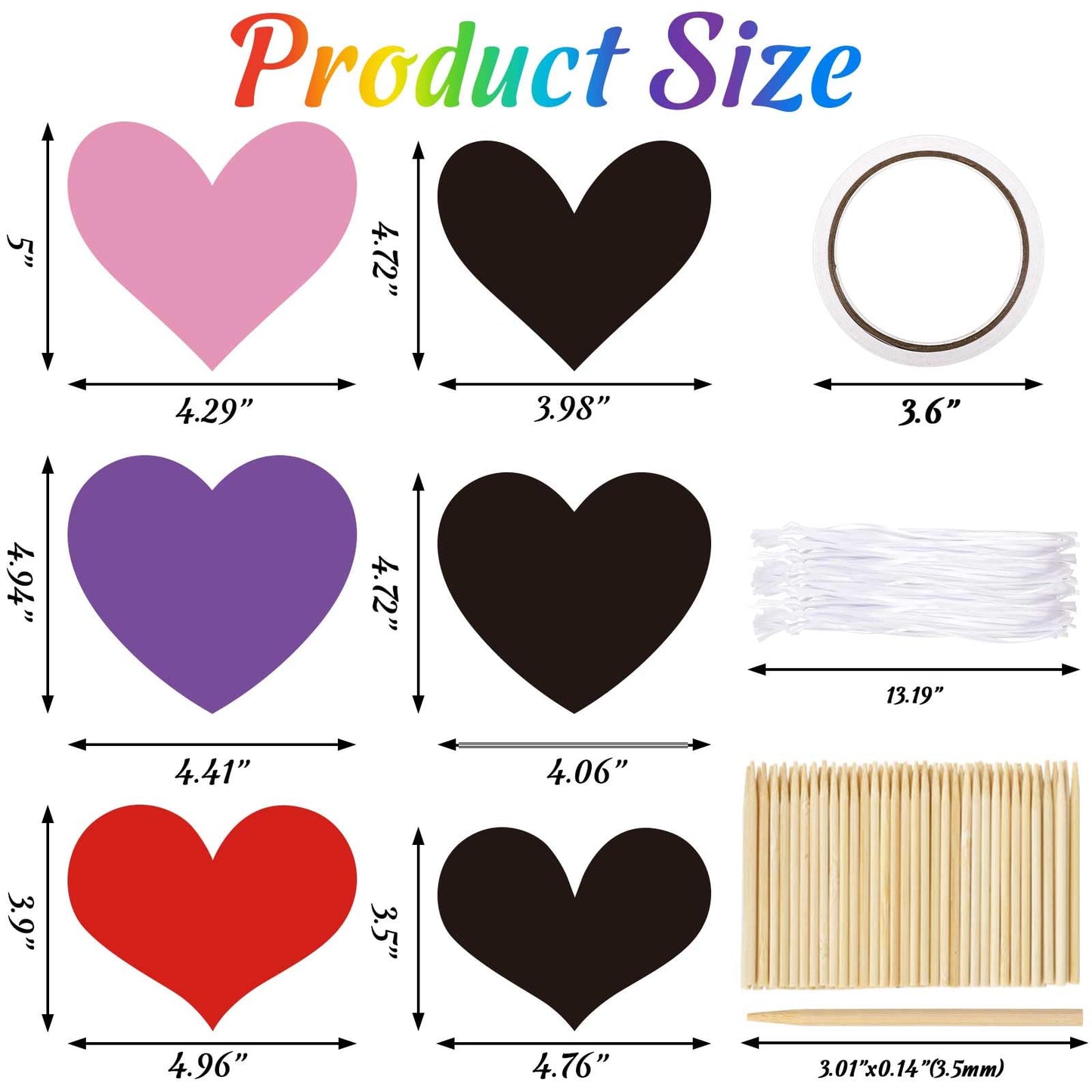 90shine 60 Sets Valentines Day Crafts for Kids Black Scratch Heart Magic Craft Art Kit Classroom Preschool Activities Party Favors