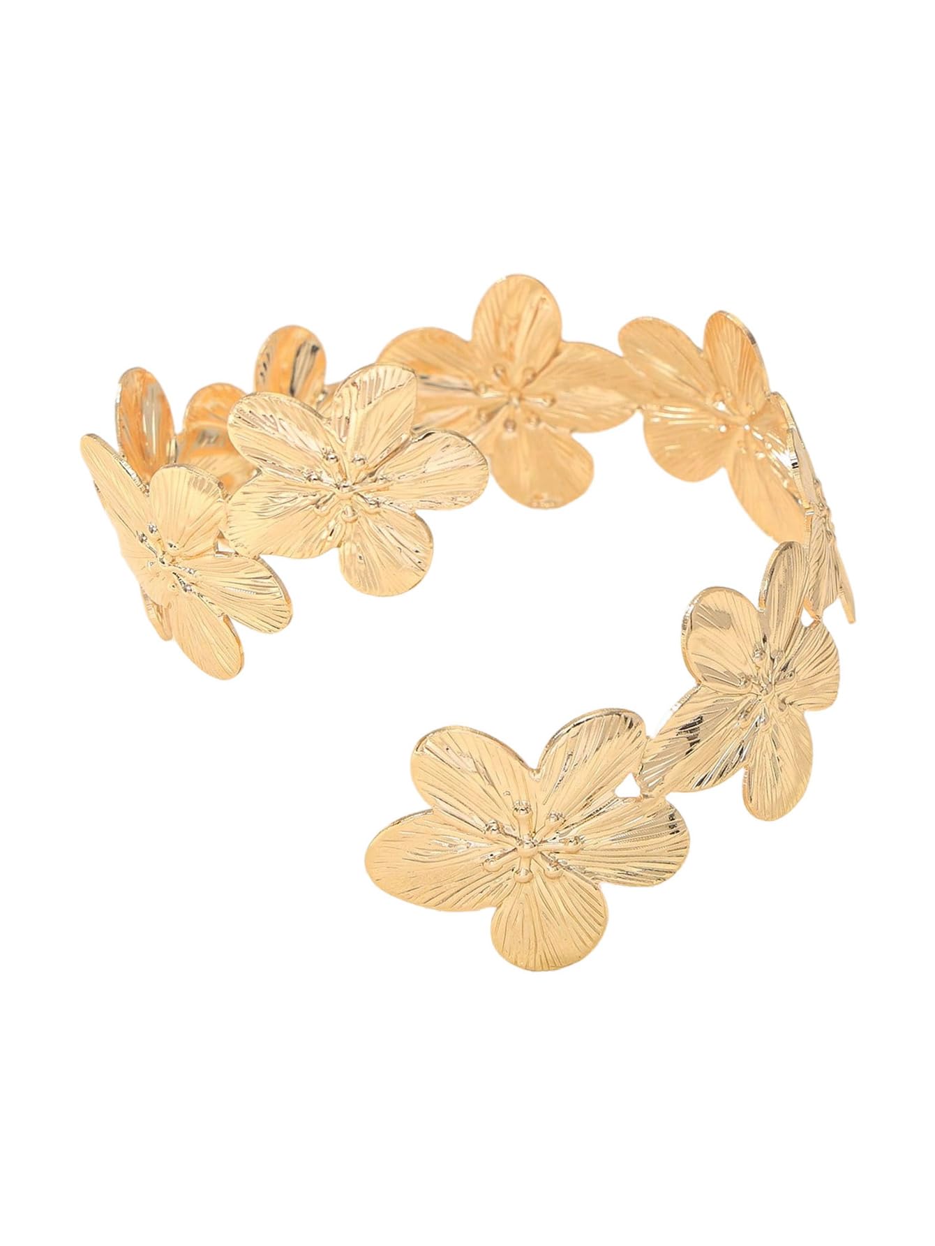MakeMeChic Beach Gold Arm Cuff Jewelry for Women Bangle Band Armlet Flower Upper Arm Cuff Bracelet Summer Beach Essentials Gold D One-Size