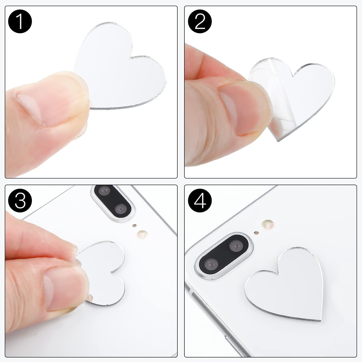Jetec 100 Pcs Heart Shaped Mirror Tiles, Tiny Mirrors for Crafts, DIY Mosaic Small Circle Mini Mirror Tiles for Arts and Crafts Projects, Traveling, Framing, Room Home Decor(2 Inch)