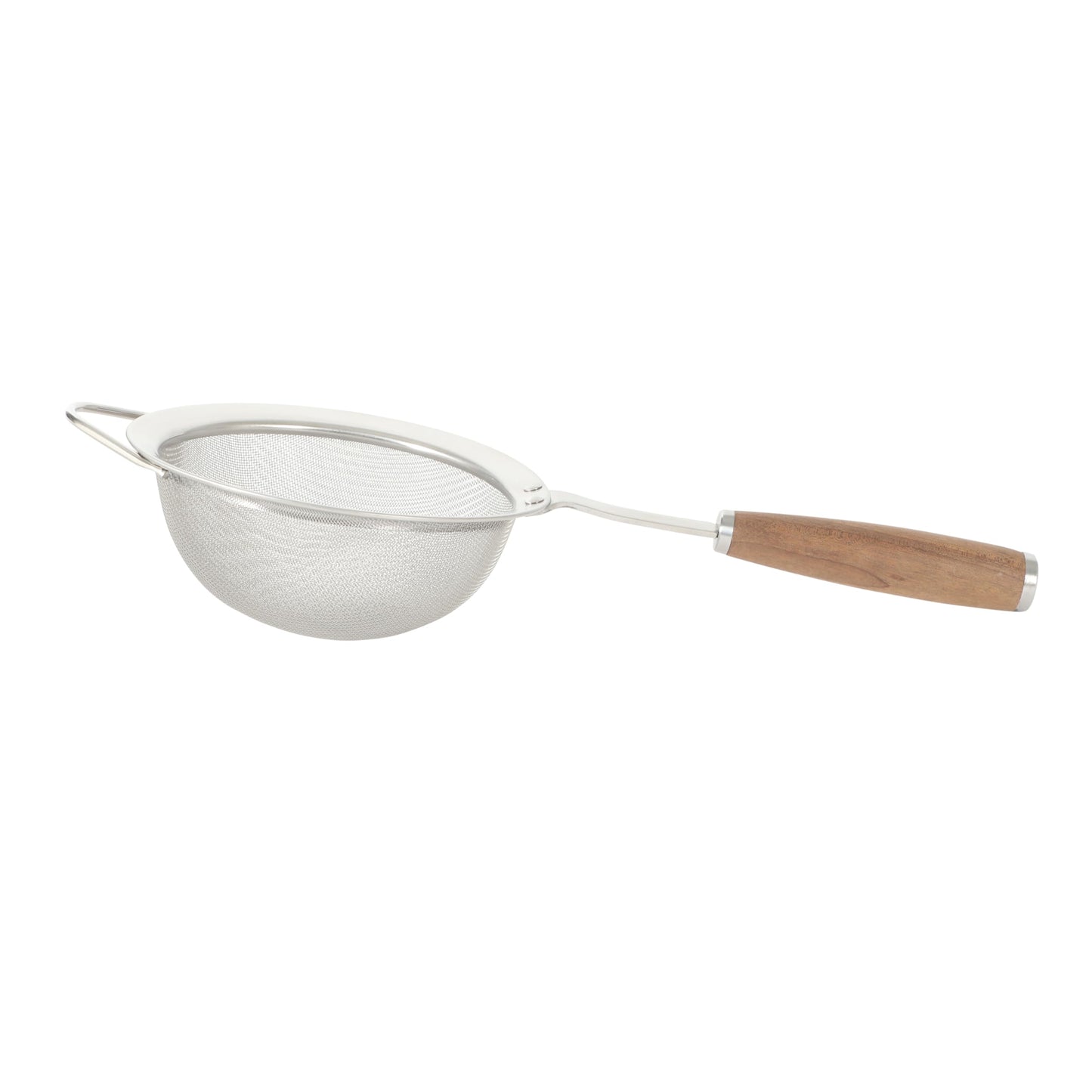 Sur La Table Kitchen Essential Walnut & Co. Stainless Steel W/Walnut Handle 5.5 Inch Mesh Strainer and Sifter