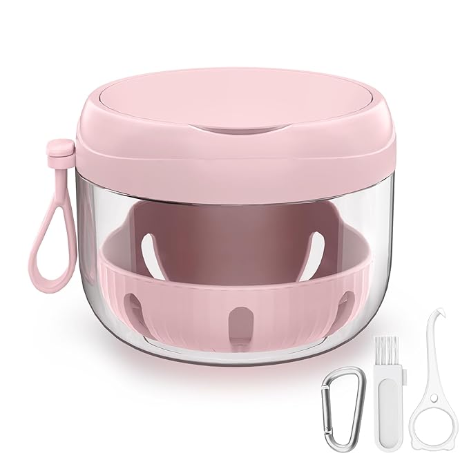 Denture Bath Box Cup, Leak Proof Denture Cup Kit Portable Retainer Case for Travel, Denture Case Cleaning Care for Dentures Aligner Mouth Guard with Denture Brush,Strainer, Removal Tool and Mirror