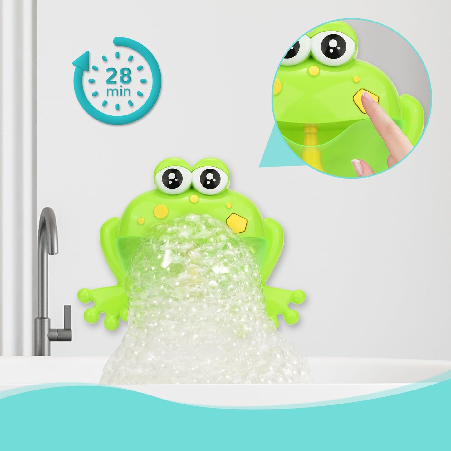 Light Up Baby Bath Bubble Toys,Tub Big Frog Automatic Bubble Maker Blower with 24 Music Baby Fun Shower Toys , for Boys, Girls