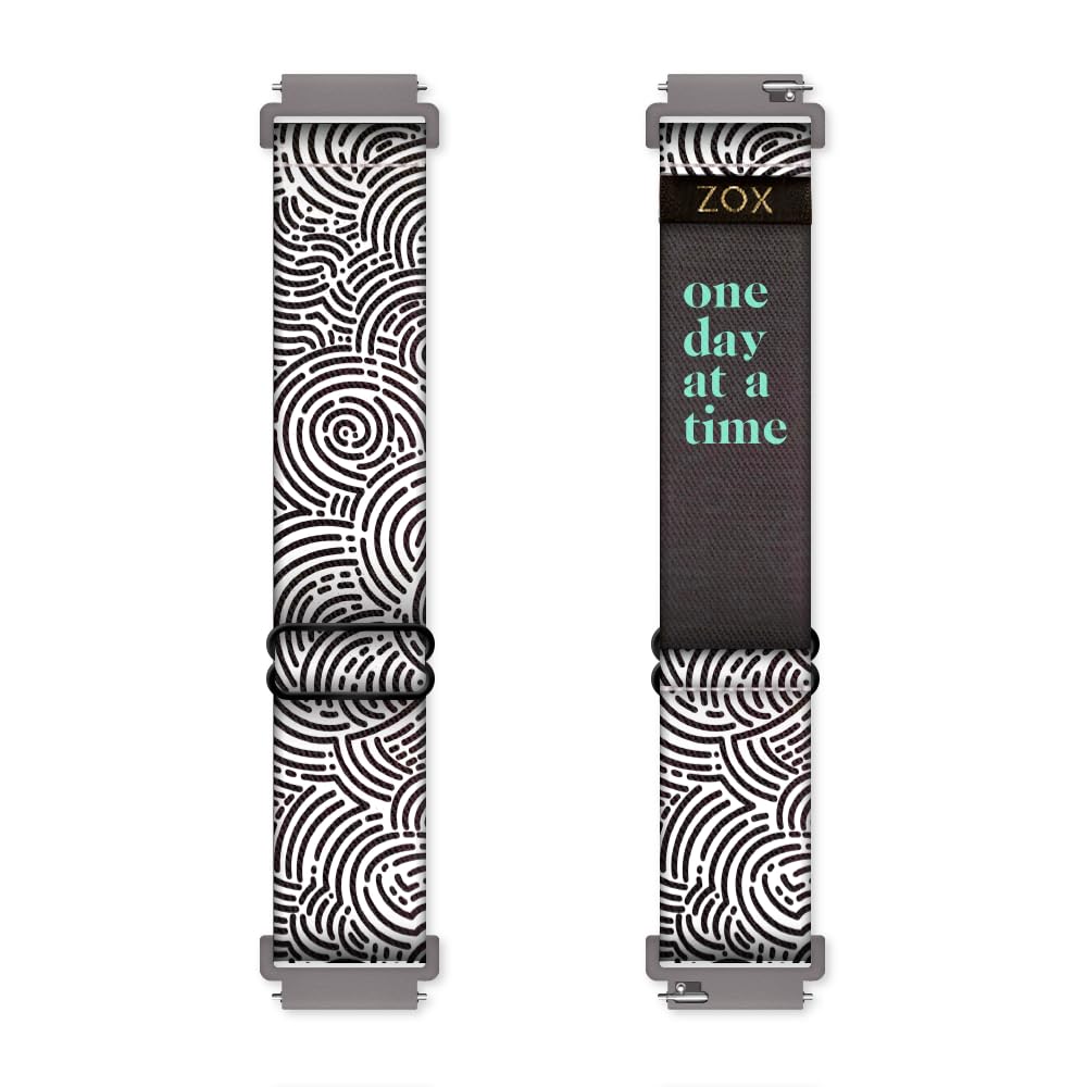 ZOX Android Smart Watch Band – One Day At A Time | Soft, Adjustable Elastic Band with Motivational Affirmations and Beautiful Artwork – Gifts for Men, Women & Teens (20 MM)
