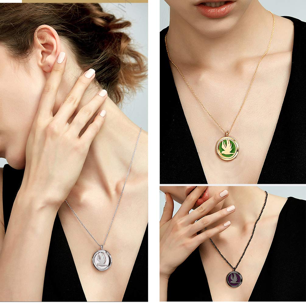 Flying Bird Diffuser Necklace Black Perfume Locket Aromatherapy Necklace Stainless Steel Essential Oil Diffuser Women Jewelry