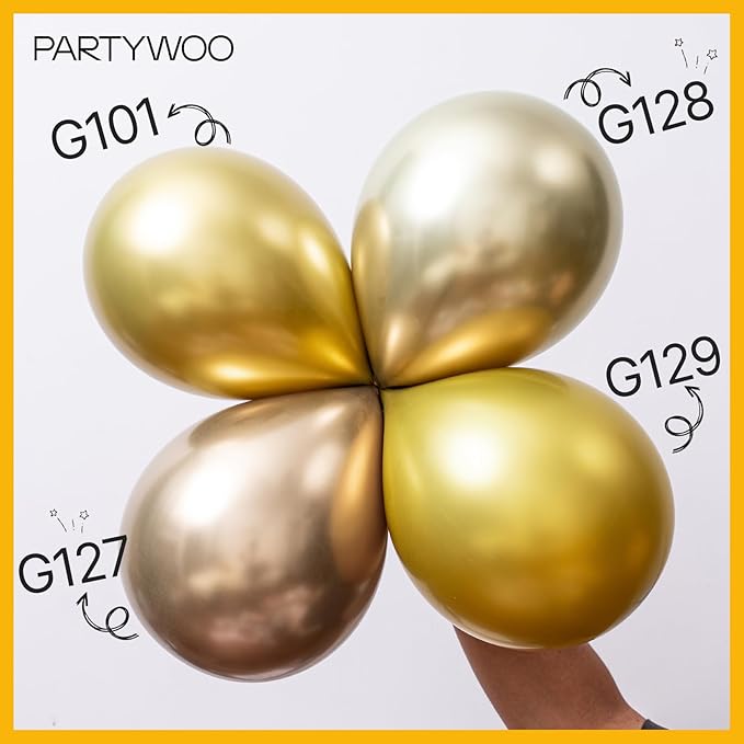 PartyWoo Gold Balloons 85pcs Different Sizes of 18 12 10 5 Inch Gold Balloon Arch Kit Garland for Birthday Wedding Anniversary Baby Shower Graduation Retirement Casino Party Decorations Gold-G101
