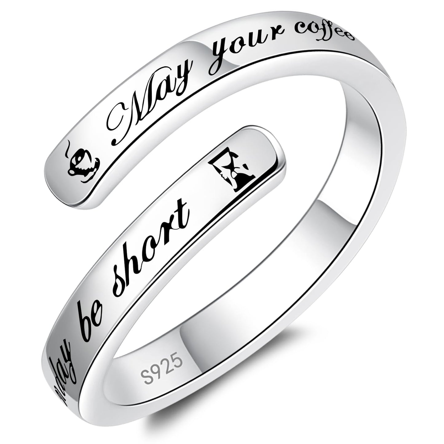 JXJL S925 Sterling Silver Inspirational Jewelry Rings Adjustable Ring Personality Encouragement Gift for Teens Women