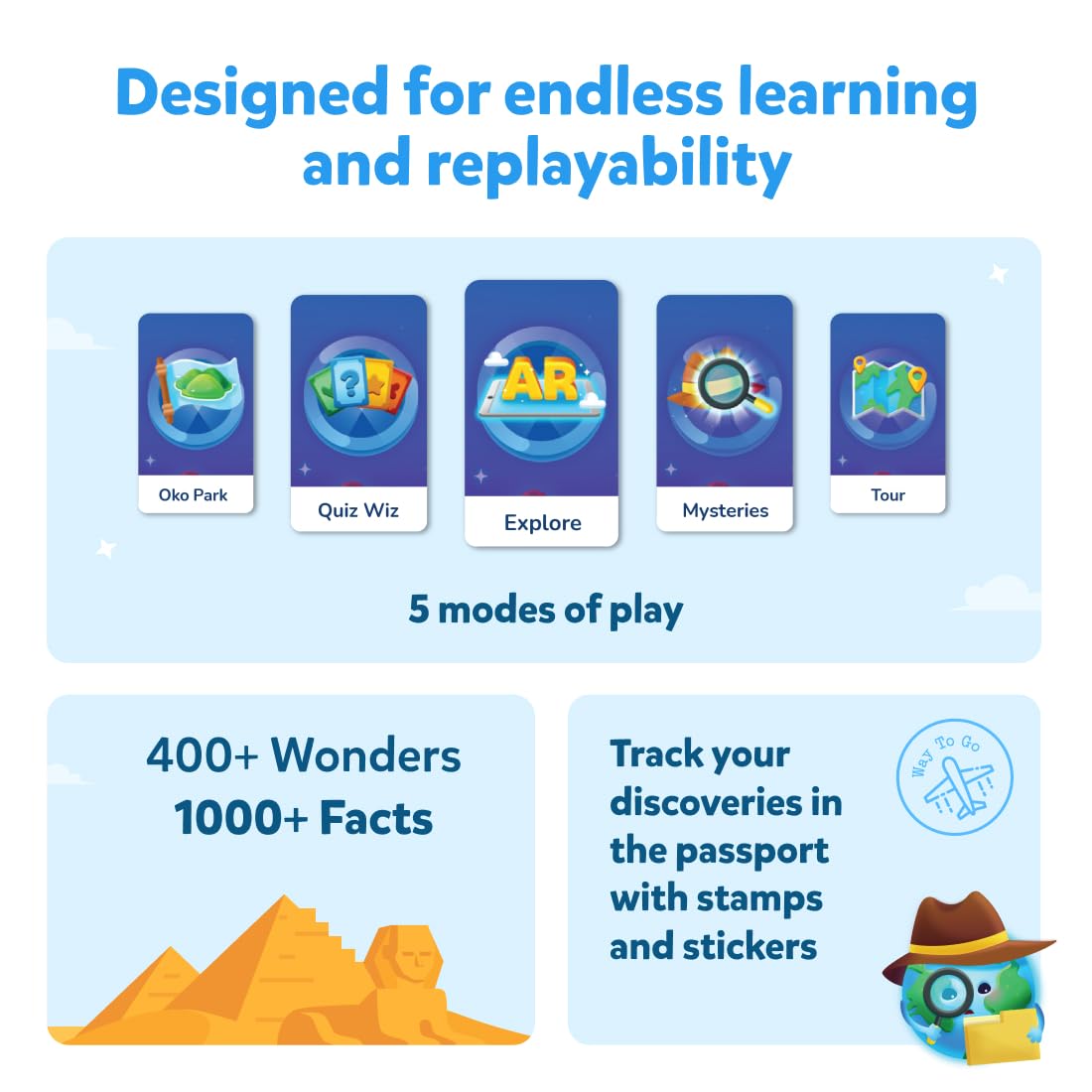 PlayShifu Globe for Kids– Orboot Earth: Interactive Kids Globe with 1000+ Facts on Animals, Places & Monuments | Tech-Powered Learning Toy & STEM Gift for Kids Ages 4–10