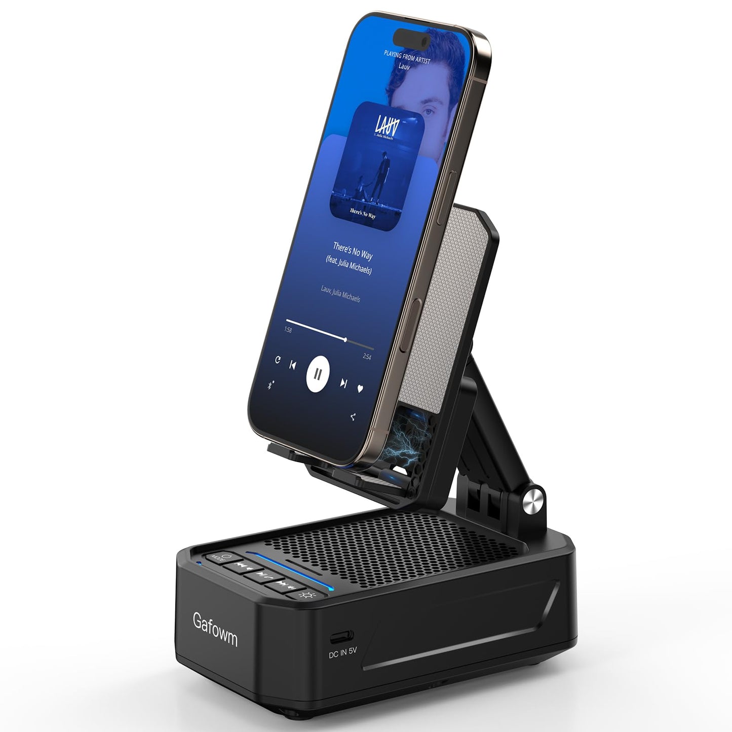 Cell Phone Stand with Instant Wireless Induction Bluetooth Speaker, No Bluetooth Pairing Needed, 1-Second Connection, HD Surround Sound, Practical Gifts for men, women, Dad, Mom, Hearing Impaired