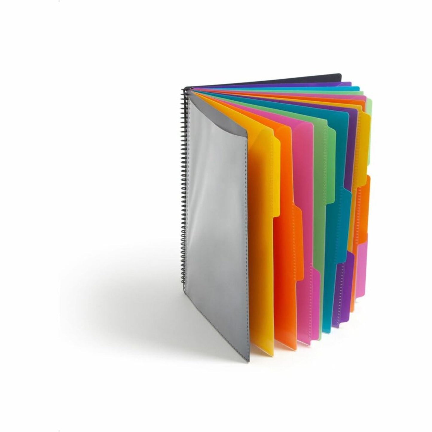 Smead Project Organizer, 24 Pockets, Grey with Assorted Bright Tabs, Tear Resistant Poly, 1/3-Cut Tabs, Letter Size (89206)